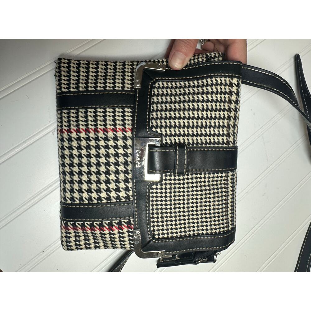 Chaps Houndstooth Patterned Crossbody Bag Black L… - image 9